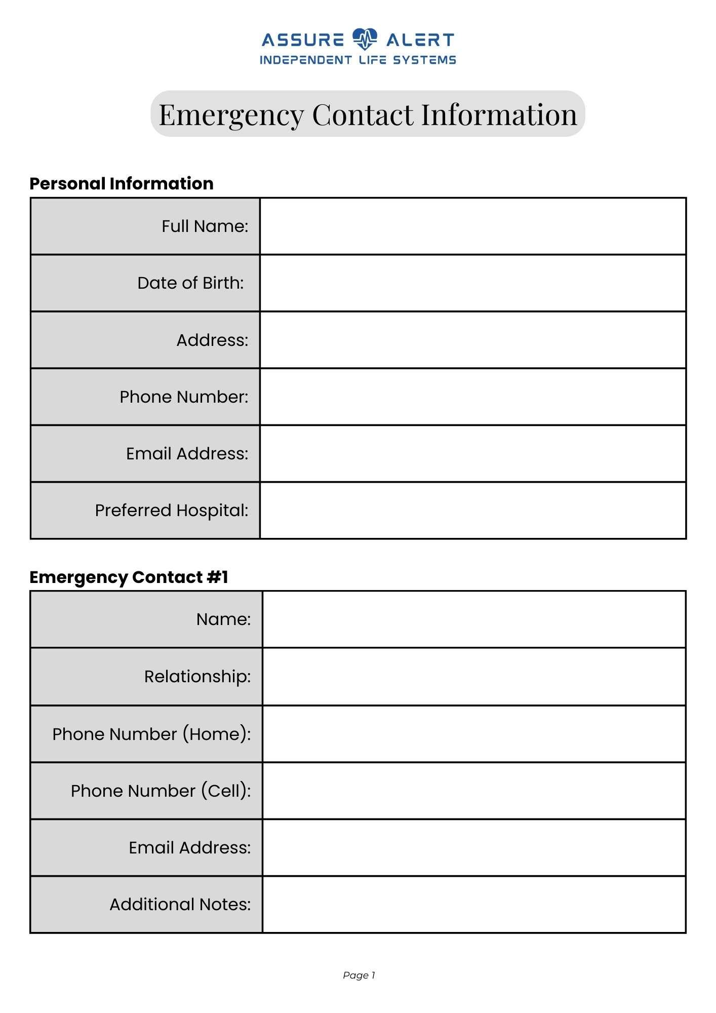 Emergency Contact Information Form Template – Downloadable, Editable Sheet for Personal and Medical Details